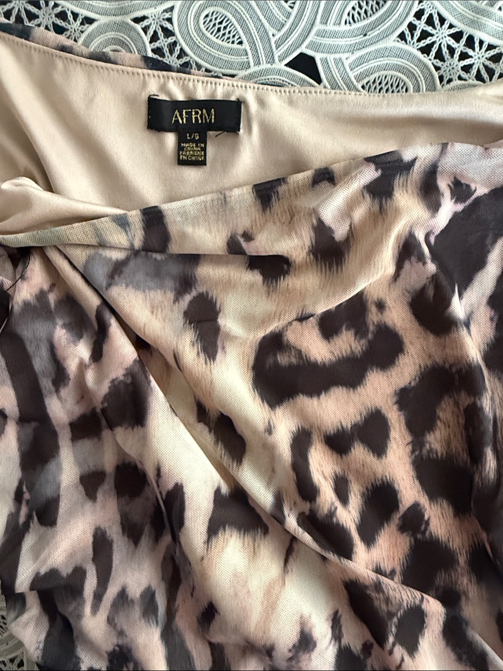 AFRM leopard Print Long Sleeve Maxi Dress